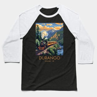 A Vintage Travel Illustration of the Durango and Silverton Narrow Gauge Railroad - Colorado - US Baseball T-Shirt